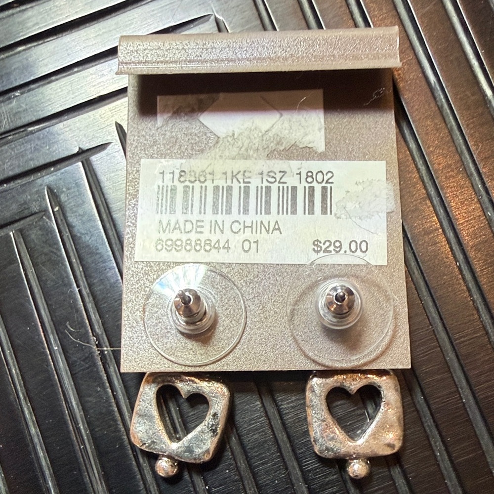 NWT, J. Jill Silver Square Heart Earrings - Picture 2 of 4